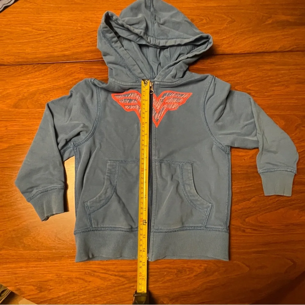 Hanna Andersson Grey/light Blue Hoodie wonder woman Collab kids size 4/100cm